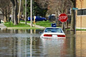 Car Submerged Hurricane Harvey Flood Water